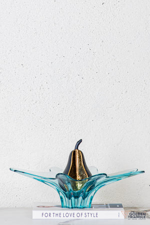 Dahila Glass Fruit Bowl  - Blue