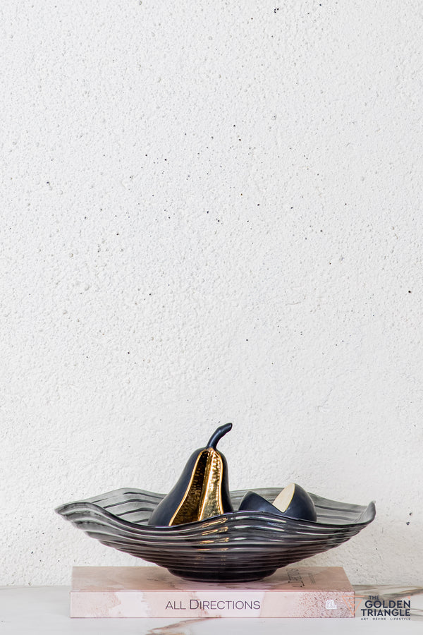 Peony Glass Fruit Bowl  - Smoke