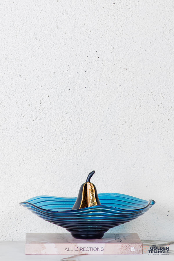 Peony Glass Fruit Bowl  - Blue