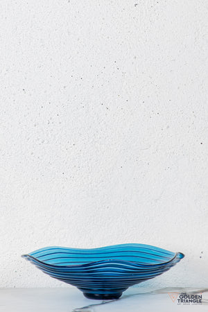 Peony Glass Fruit Bowl  - Blue