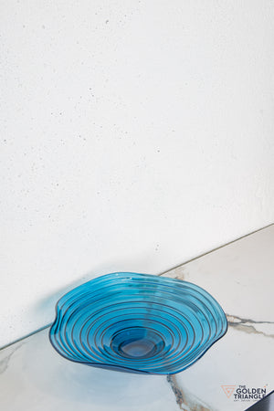 Peony Glass Fruit Bowl  - Blue