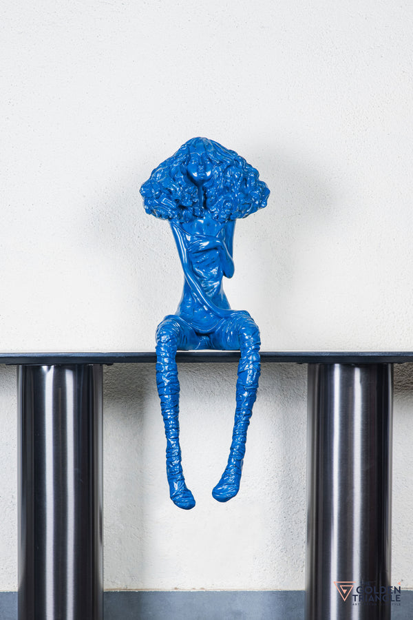 Moxie Sitting Girl Sculpture  - Blue