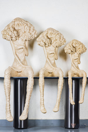 Moxie Sitting Girl Sculpture  - Beige