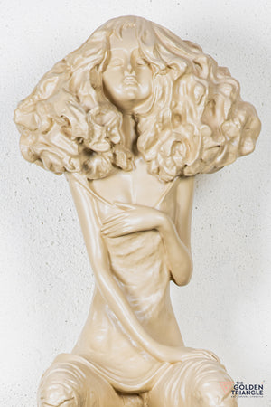 Moxie Sitting Girl Sculpture  - Beige