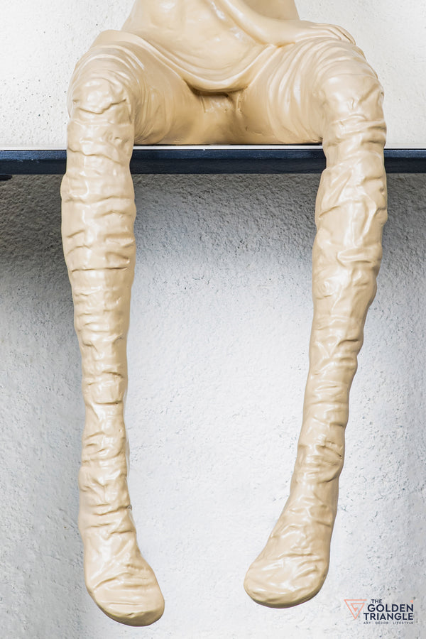 Moxie Sitting Girl Sculpture  - Beige