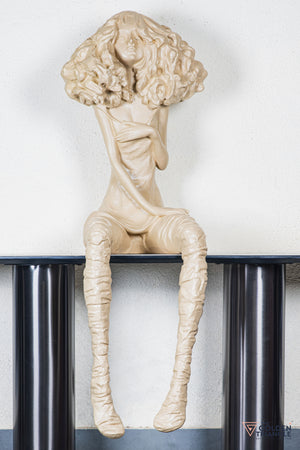 Moxie Sitting Girl Sculpture  - Beige