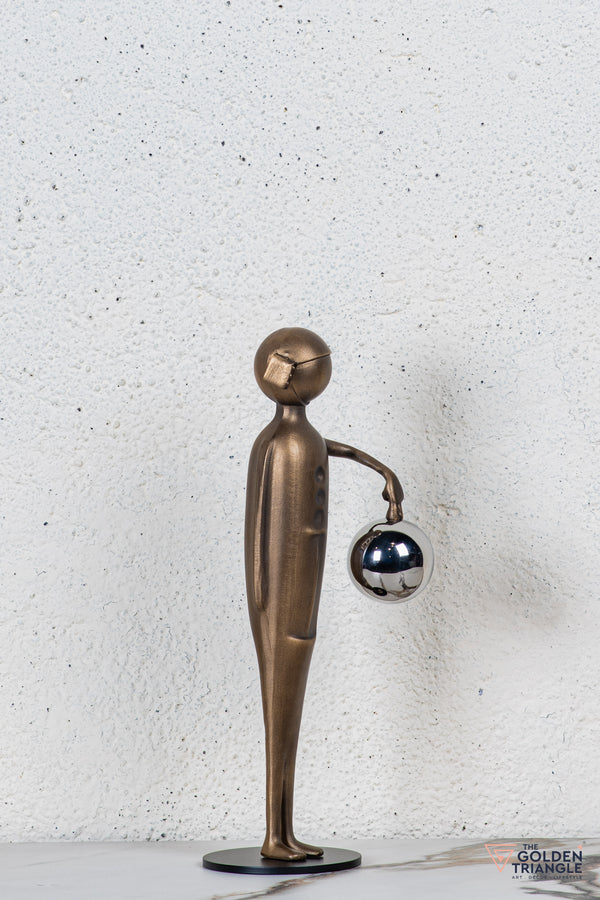 Nifty Man Holding Ball Tabletop Decor  - Gold