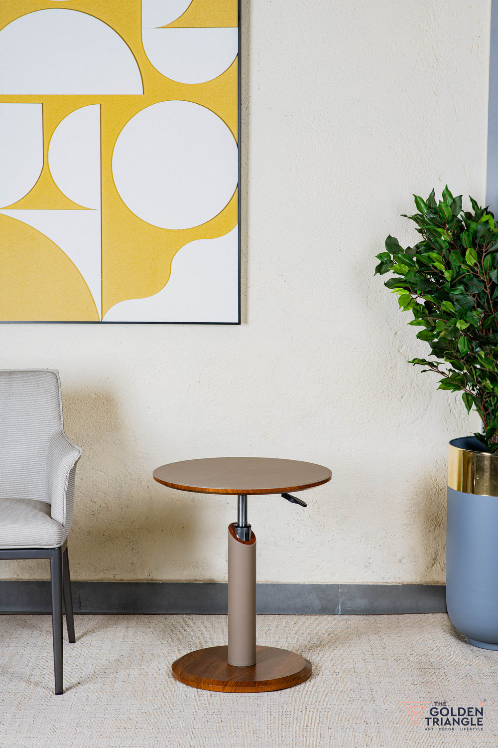 Aristo Adjustable Side Table with Wheels - Greige