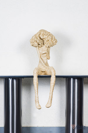 Moxie Sitting Girl Sculpture  - Beige