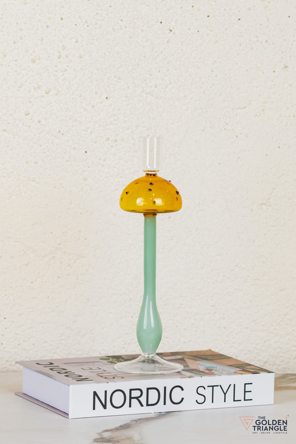Zyric Glass Candle Stand - Green