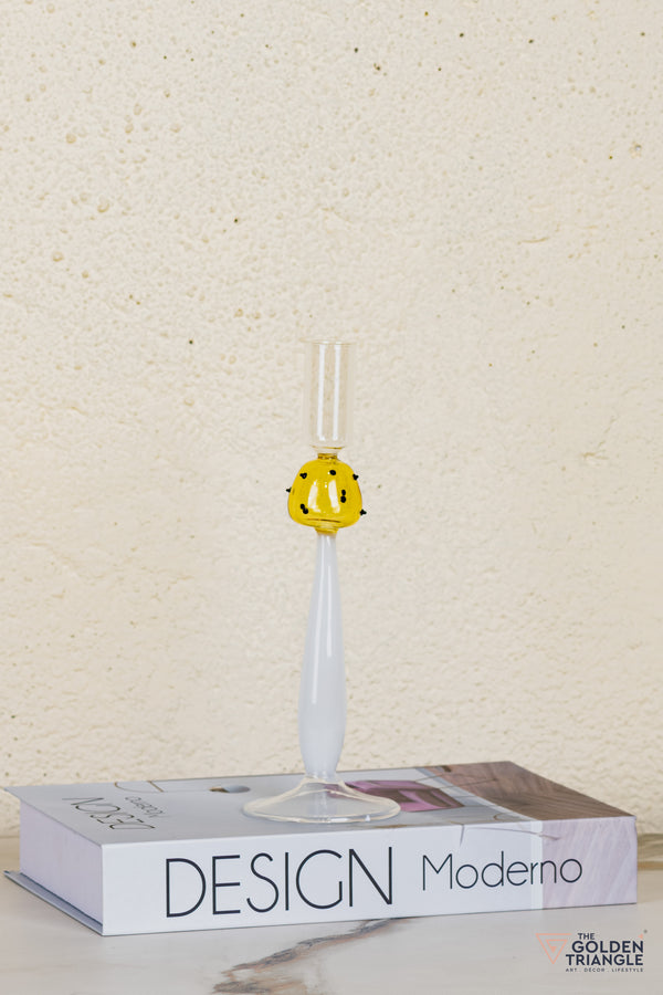 Zyric Glass Candle Stand - White