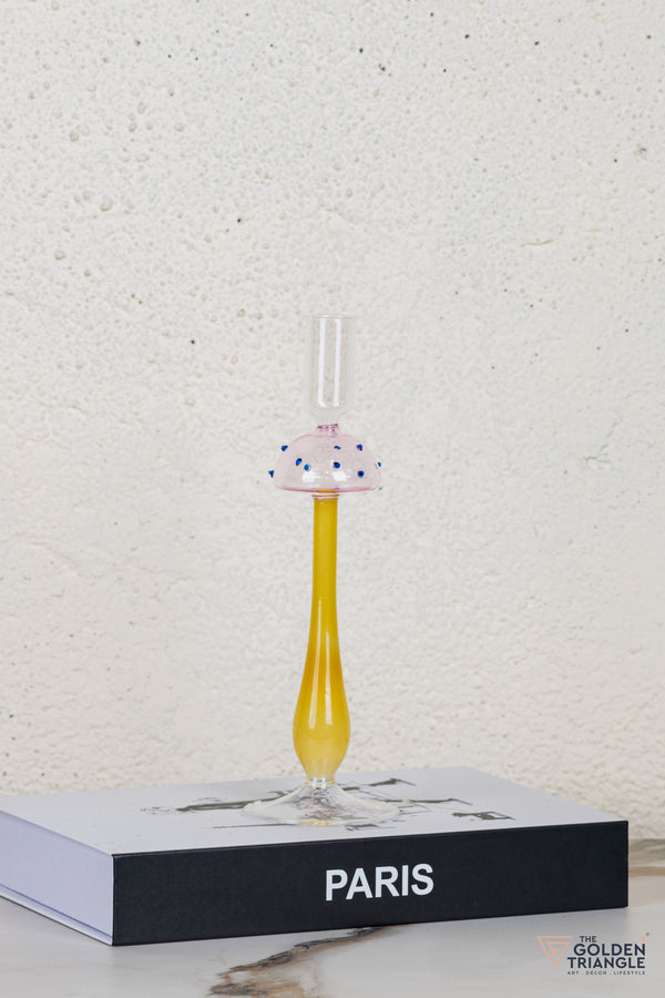 Zyric Glass Candle Stand - Yellow