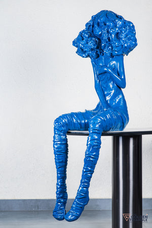 Moxie Sitting Girl Sculpture  - Blue
