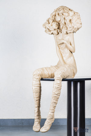 Moxie Sitting Girl Sculpture  - Beige