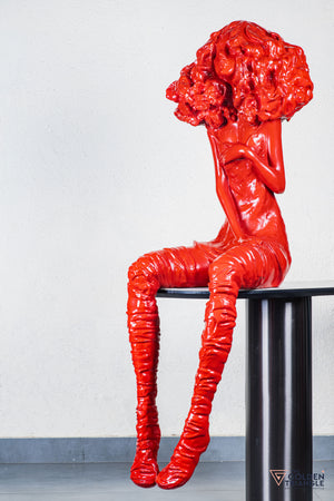 Moxie Sitting Girl Sculpture  - Red