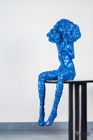 Moxie Sitting Girl Sculpture  - Blue