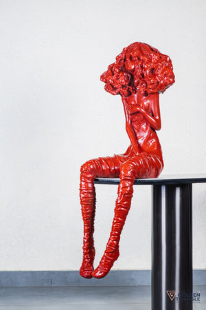 Moxie Sitting Girl Sculpture  - Red