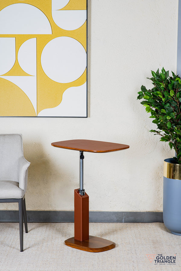 Cortado Adjustable Side Table with Wheels - Tan