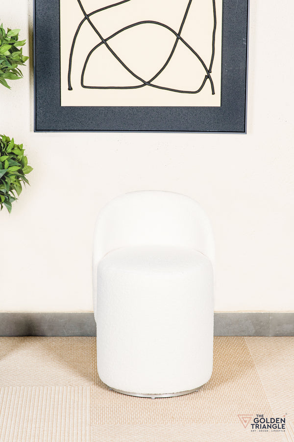 Orella Pouffe with Backrest & Swivel - White