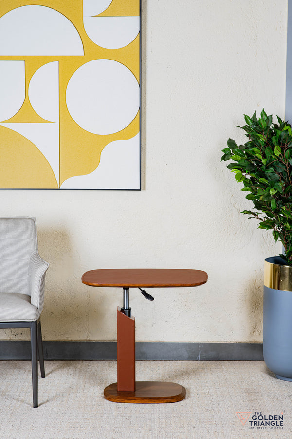 Cortado Adjustable Side Table with Wheels - Tan