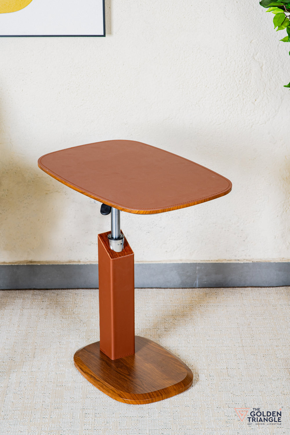 Cortado Adjustable Side Table with Wheels - Tan