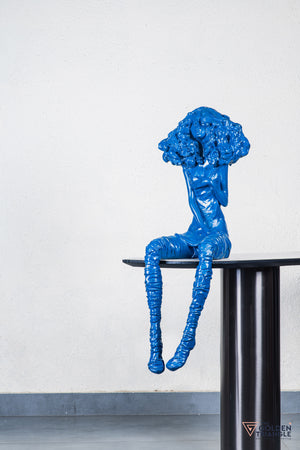 Moxie Sitting Girl Sculpture  - Blue