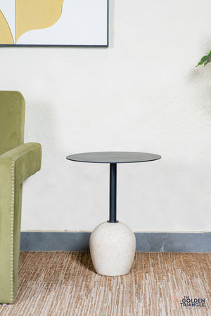 Vetro Travertine Side Table