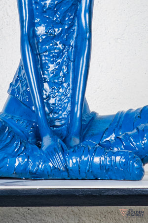 Pixie Sitting Girl Sculpture - Blue