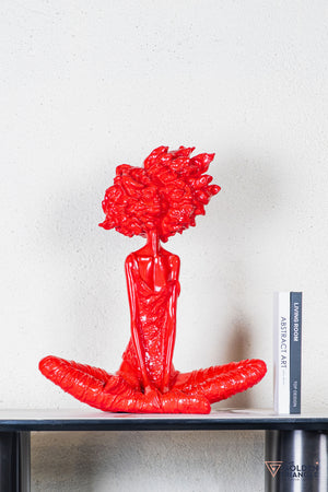 Pixie Sitting Girl Sculpture - Red