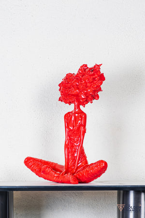 Pixie Sitting Girl Sculpture - Red