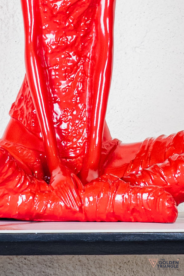 Pixie Sitting Girl Sculpture - Red