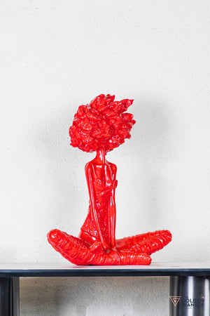 Pixie Sitting Girl Sculpture - Red