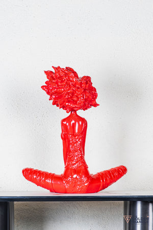 Pixie Sitting Girl Sculpture - Red