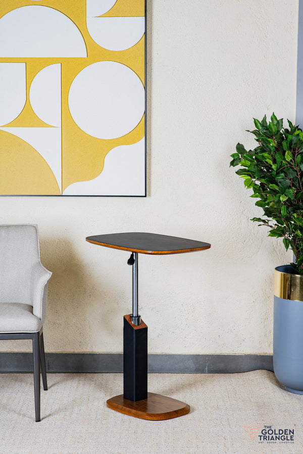 Cortado Adjustable Side Table with Wheels - Black