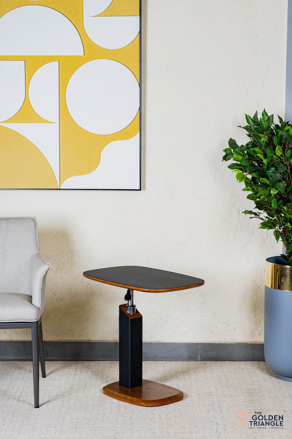 Cortado Adjustable Side Table with Wheels - Black