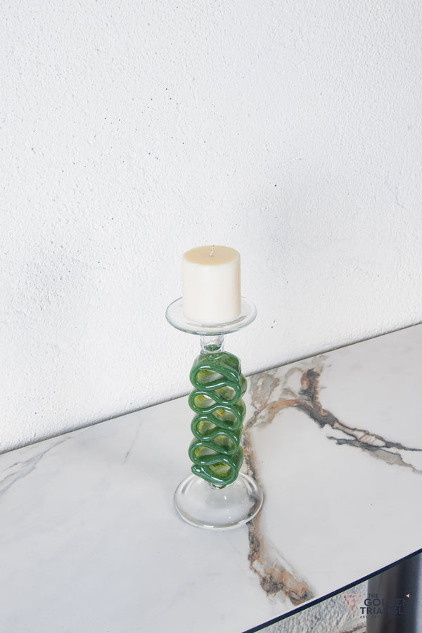 Solara Glass Candle Stand - Green