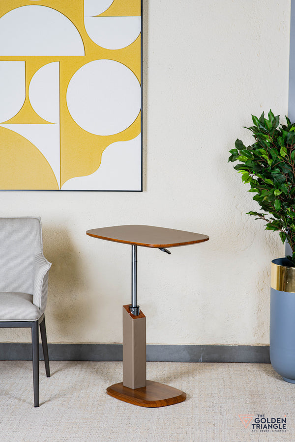 Cortado Adjustable Side Table with Wheels - Greige