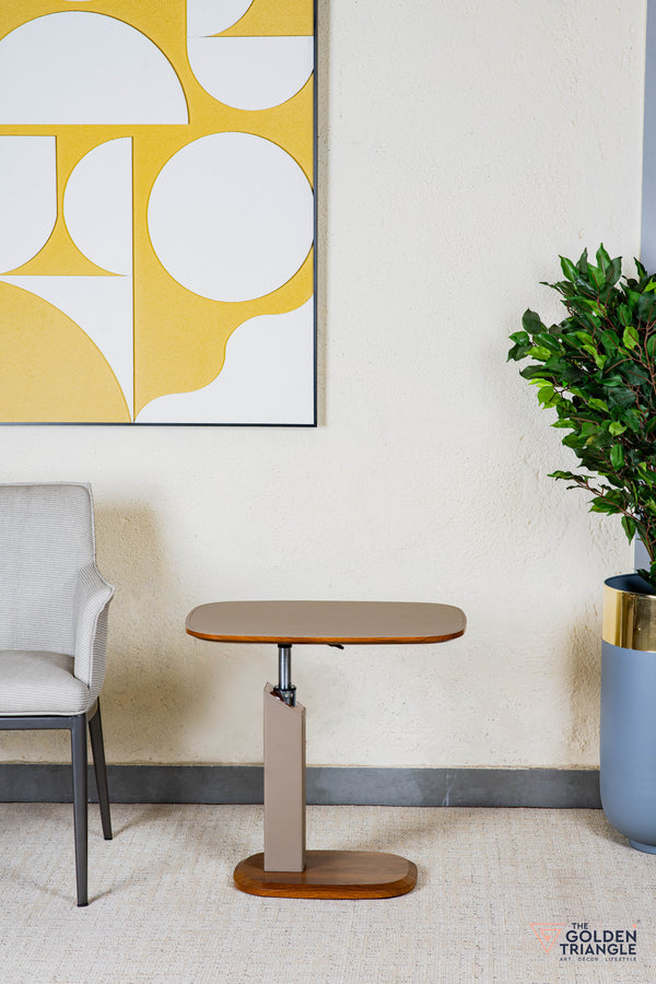 Cortado Adjustable Side Table with Wheels - Greige