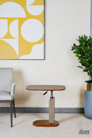 Cortado Adjustable Side Table with Wheels - Greige