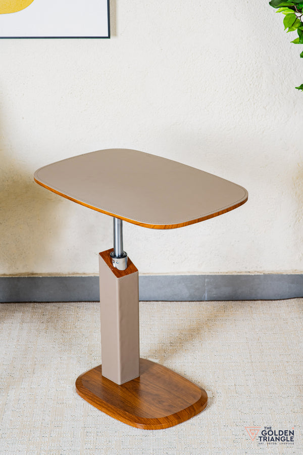Cortado Adjustable Side Table with Wheels - Greige