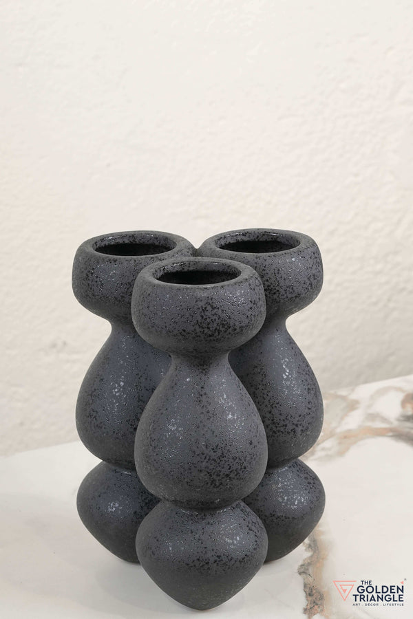 Liora Short Ceramic Vase - Black