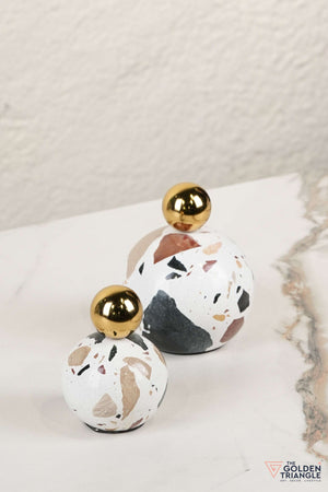 Golden Orb Terrazzo Sphere Artefact