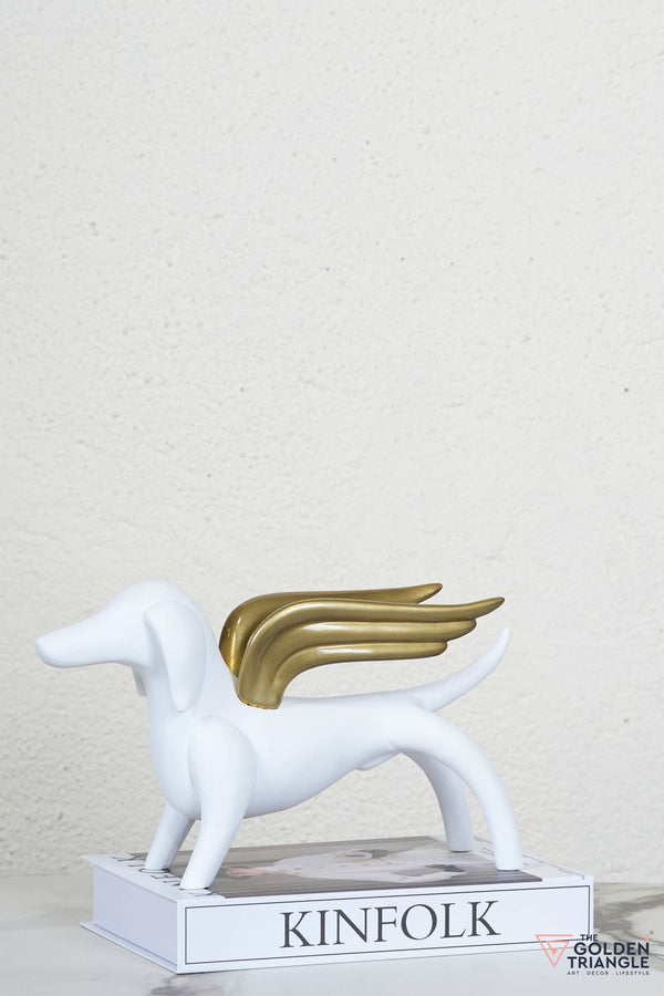 Dog with Wings Artefact - White & Gold