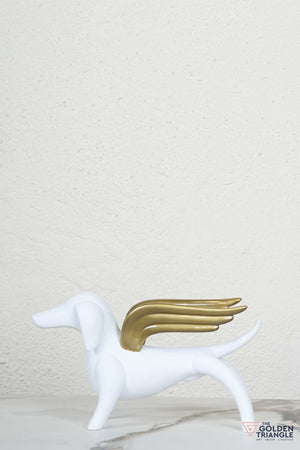 Dog with Wings Artefact - White & Gold