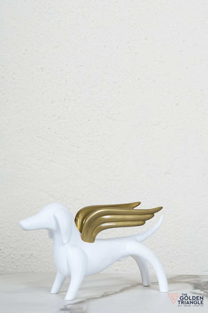 Dog with Wings Artefact - White & Gold