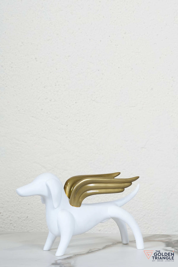 Dog with Wings Artefact - White & Gold