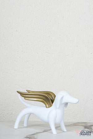 Dog with Wings Artefact - White & Gold