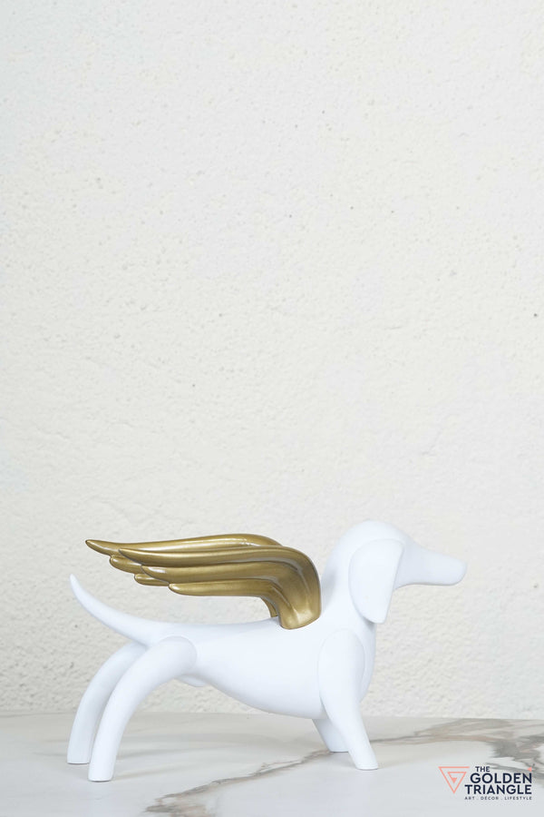 Dog with Wings Artefact - White & Gold
