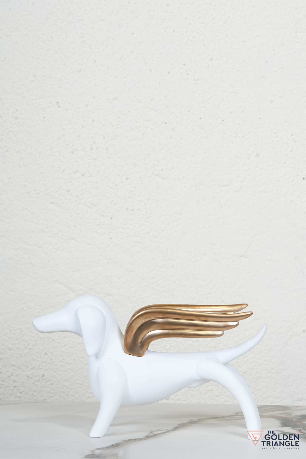 Dog with Wings Artefact - White & Copper