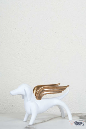 Dog with Wings Artefact - White & Copper